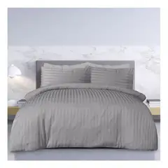 bedsheet king size satin hotel quality stripe grey 2*2