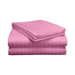 BEDSHEET DOUBLE SATIN HOTEL STRIPE PINK 2*2