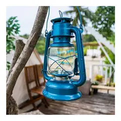 PETROLEUM ANTIQUE TABLE BLUE LAMP-MEDIUM