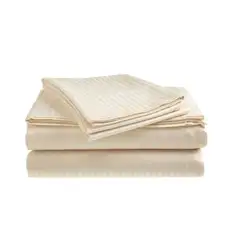 BEDSHEET KING SIZE SATIN HOTEL QUALITY STRIPE BEIGE 2*2