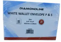 DIAMONDLINE White Wallet Envelope 6.0"*4.0" 162m*114mm 50pcs 80gr