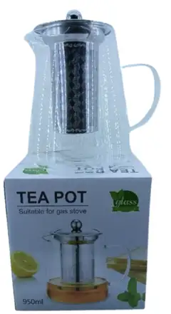 Glass tea pot suitable fot gas stove 950ml