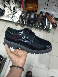 Black Double-Monk Strap Shoes