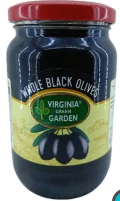 VIRGINIA GREEN GARDEN Whole Black Olives 360g