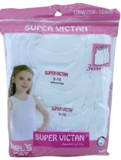Super Victan Girl's Vest 9-10Years 3pcs