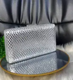 Sammy silver crystal studded clutch bag