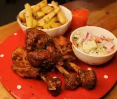 Chicken Drumsticks with Fried Potatoes & Mushrooms